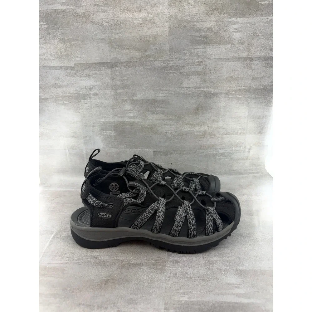 Keen Whisper Sandals Women Sz 10 Black Neutral Gray Waterproof Hiking 1028815